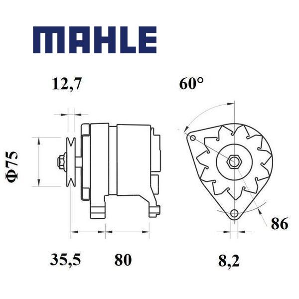 Alternator MG207 MAHLE 3961474, 82857207, 83961474, MG 207