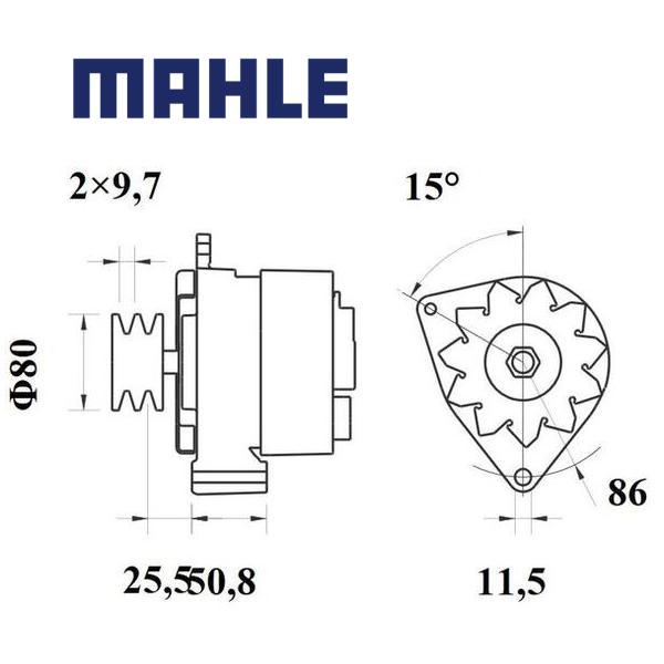 Alternator MG385 MAHLE AAK3303, AAK3337, IA0854, MG 385