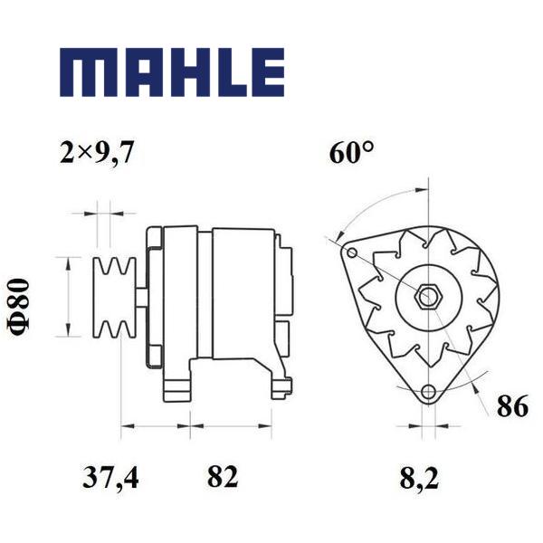 Alternator MG592 MAHLE 3552682M91, 3552682M92, MG 592
