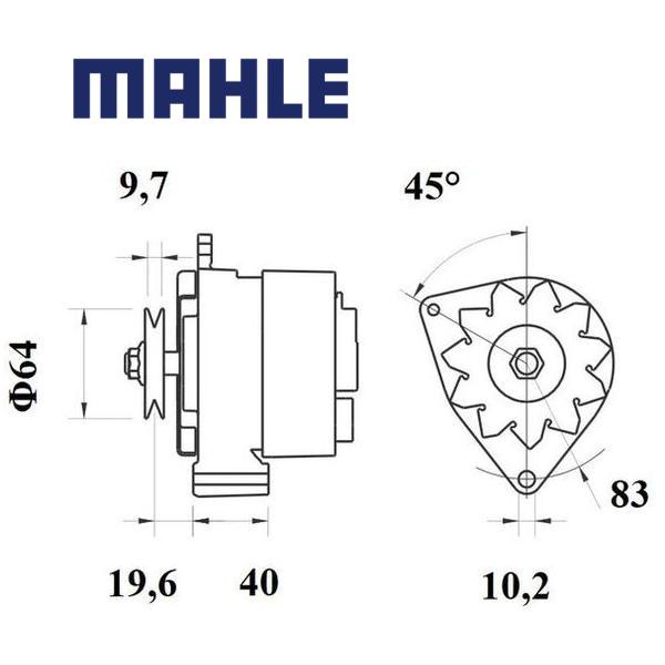 Alternator MG94 MAHLE 570511, 71652602, 7700590227, MG 94