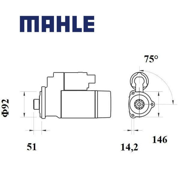 Starter MS 781 MAHLE 51.26201.7294, M009T82771, 51262017206 MS781