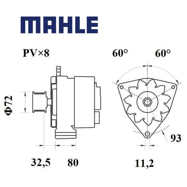 Alternator MG586 MAHLE 0091549702, 0091549802, 009154980280, MG 586