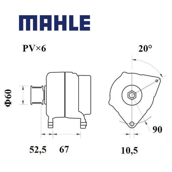 Alternator MG 1082 MAHLE 504033459, 5705AK, 0986080030 MG1082