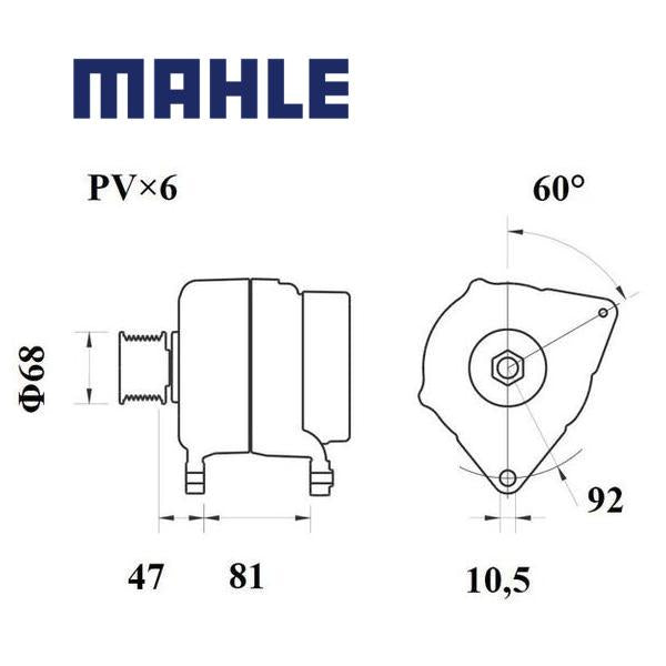 Alternator MG 1088 MAHLE 2995982, 42498711, 500317453 MG1088