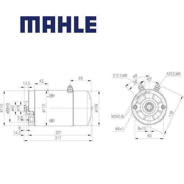 Electric Motor MM135 MAHLE C134AK/O0, 19024695, 36307, MM 135