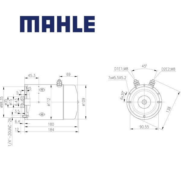 Electric Motor MM88 MAHLE 19024709, 36608, 36609, MM 88