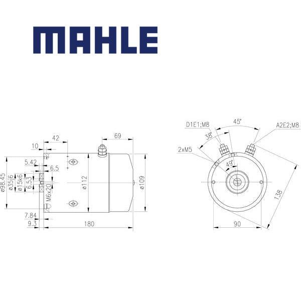 Electric Motor MM64 MAHLE 200543913901, 543913901, MM 64
