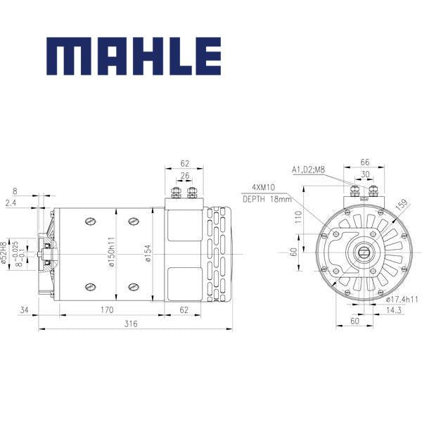 Electric Motor MM67 MAHLE 0136501069, 8004539, 1517220545, MM 67