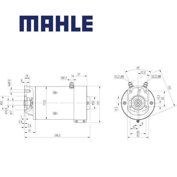 Electric Motor MM9 MAHLE 1517220553, 1517220569, MM 9