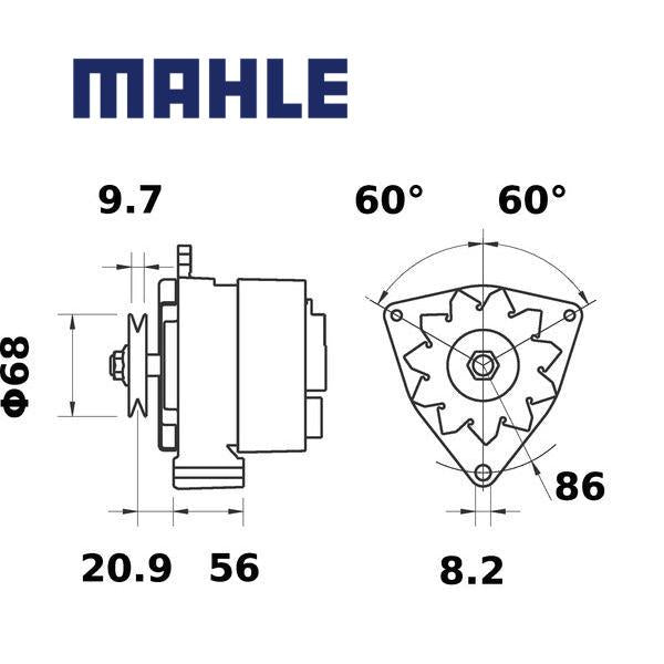 Alternator MG604 MAHLE 0006854980, 0061541602, 01162339, MG 604