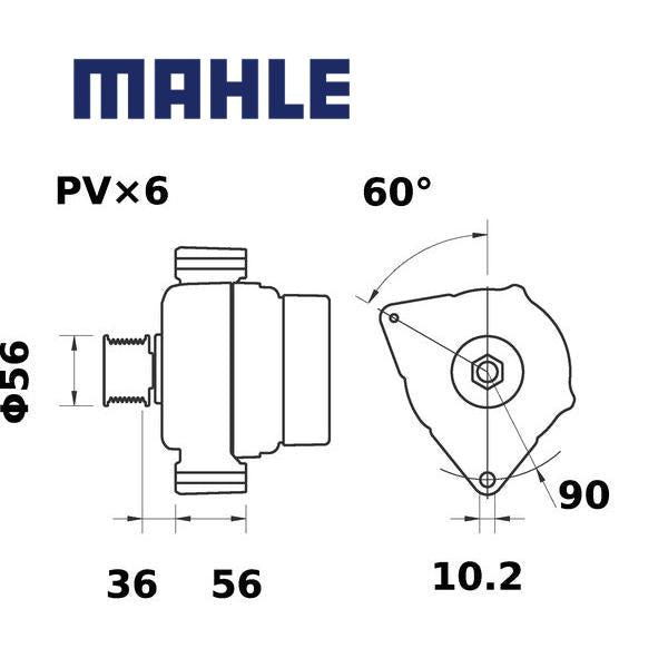 Alternator MG574 MAHLE 0101540502, 0101547402, 0101549402, MG 574